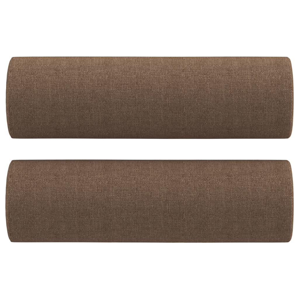 3 pcs conjunto de sofás com almofadas tecido castanho