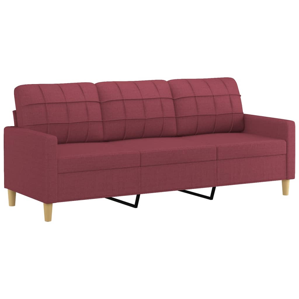 2 pcs conjunto de sofás com almofadas tecido vermelho-tinto