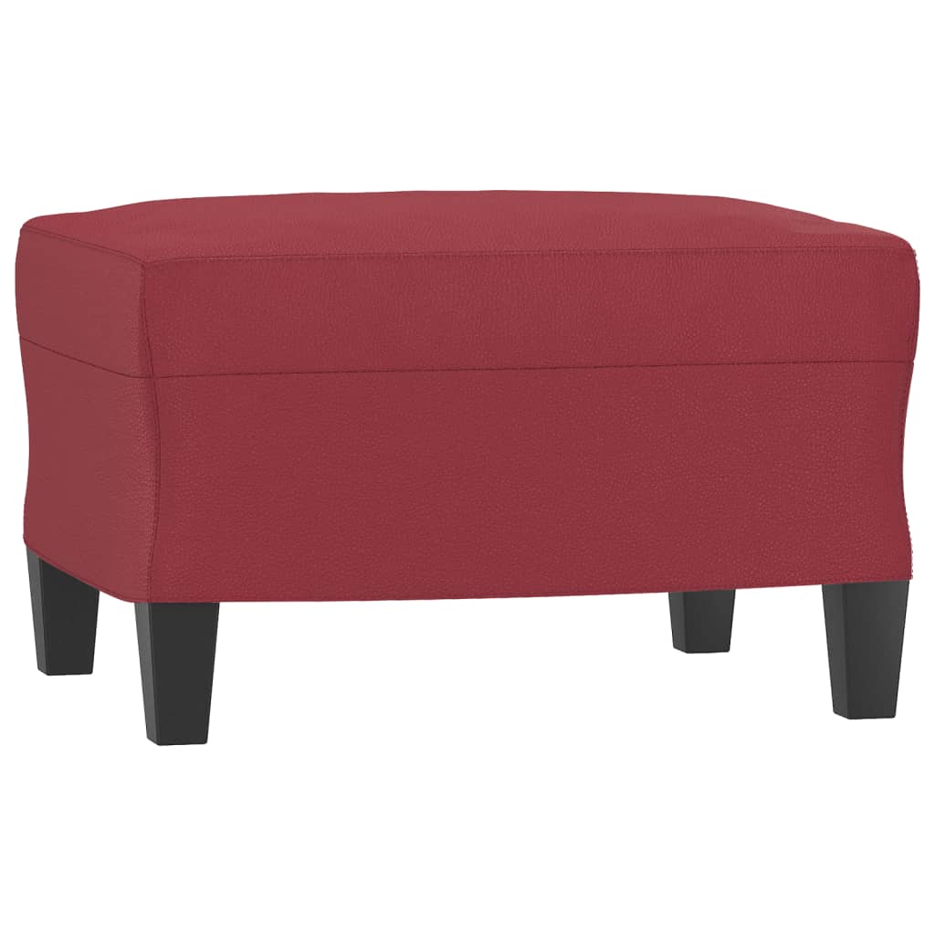 3 pcs conjunto sofás c/ almofadas couro artif. vermelho tinto