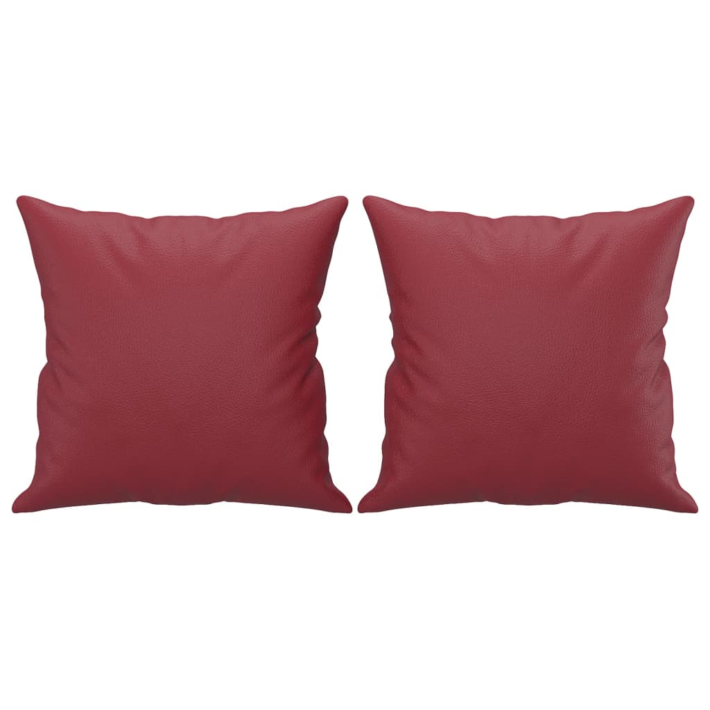 3 pcs conjunto sofás c/ almofadas couro artif. vermelho tinto