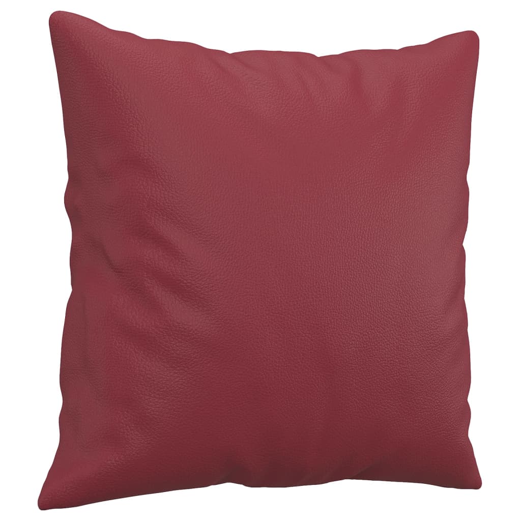 3 pcs conjunto sofás c/ almofadas couro artif. vermelho tinto