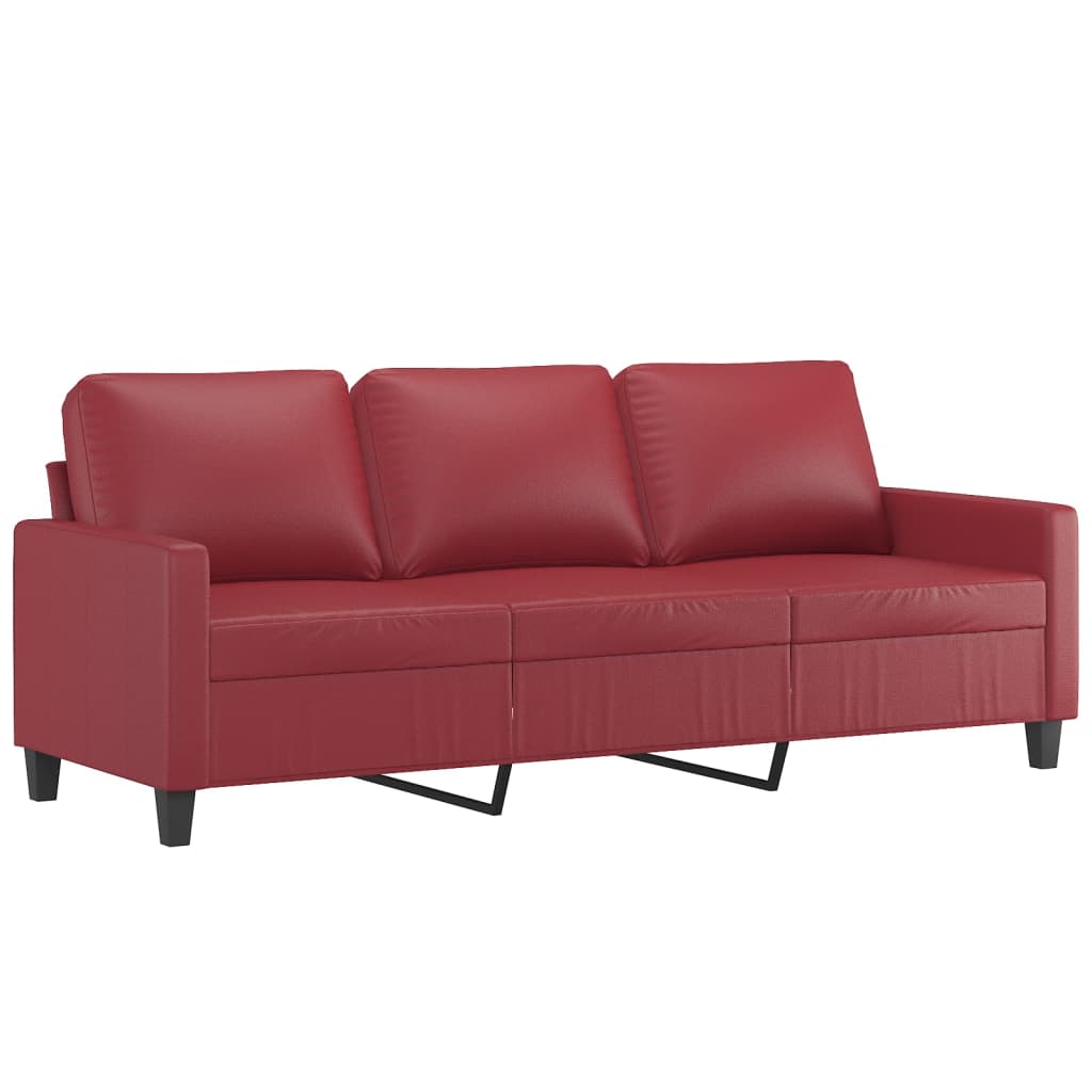 4 pcs conjunto sofás c/ almofadões couro artif. vermelho tinto