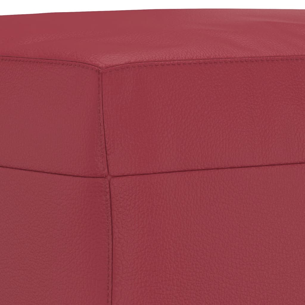 3 pcs conjunto sofás c/ almofadões couro artif. vermelho tinto