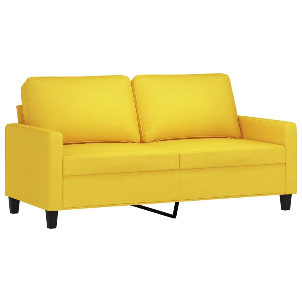 2 pcs conjunto de sofás com almofadões tecido amarelo-claro
