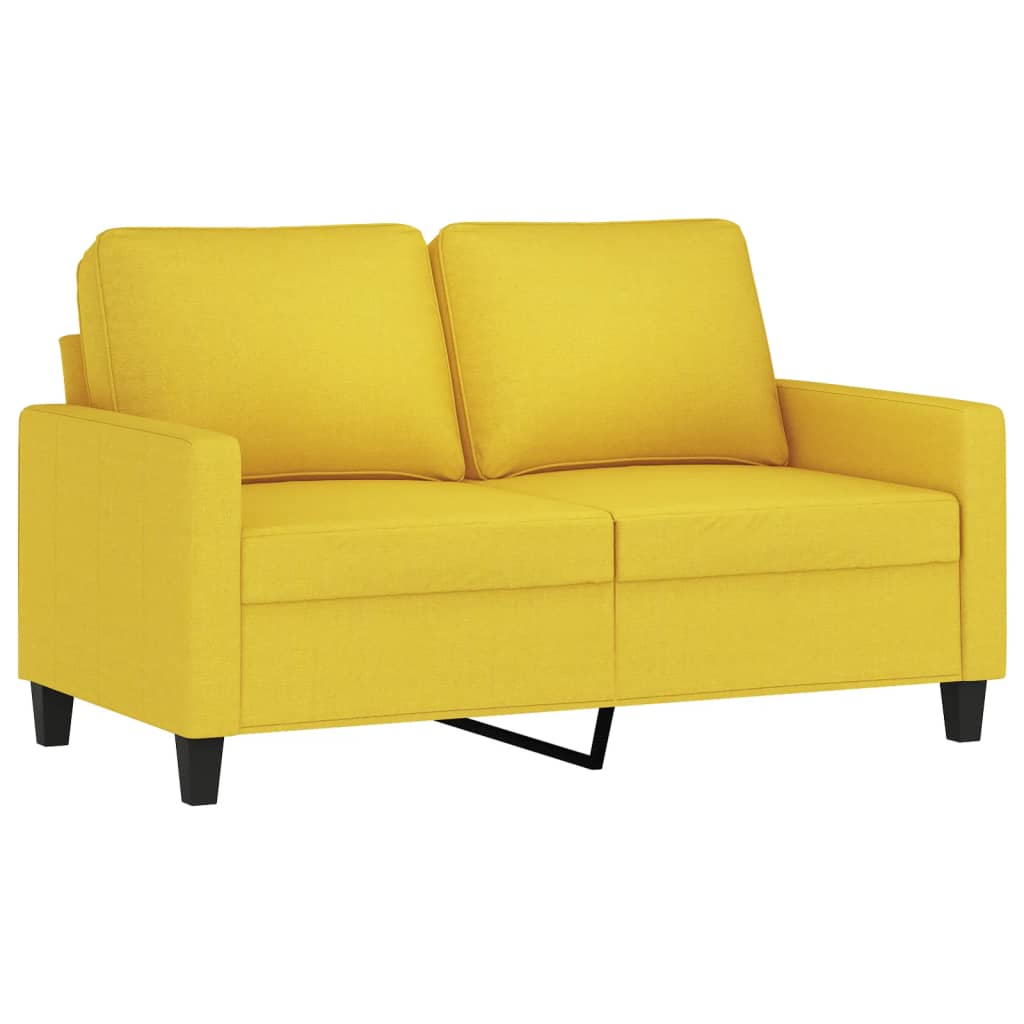 2 pcs conjunto de sofás com almofadões tecido amarelo-claro