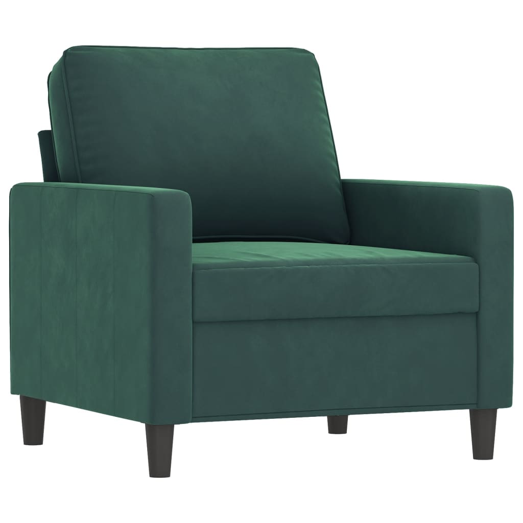 4 pcs conjunto de sofás com almofadões veludo verde-escuro