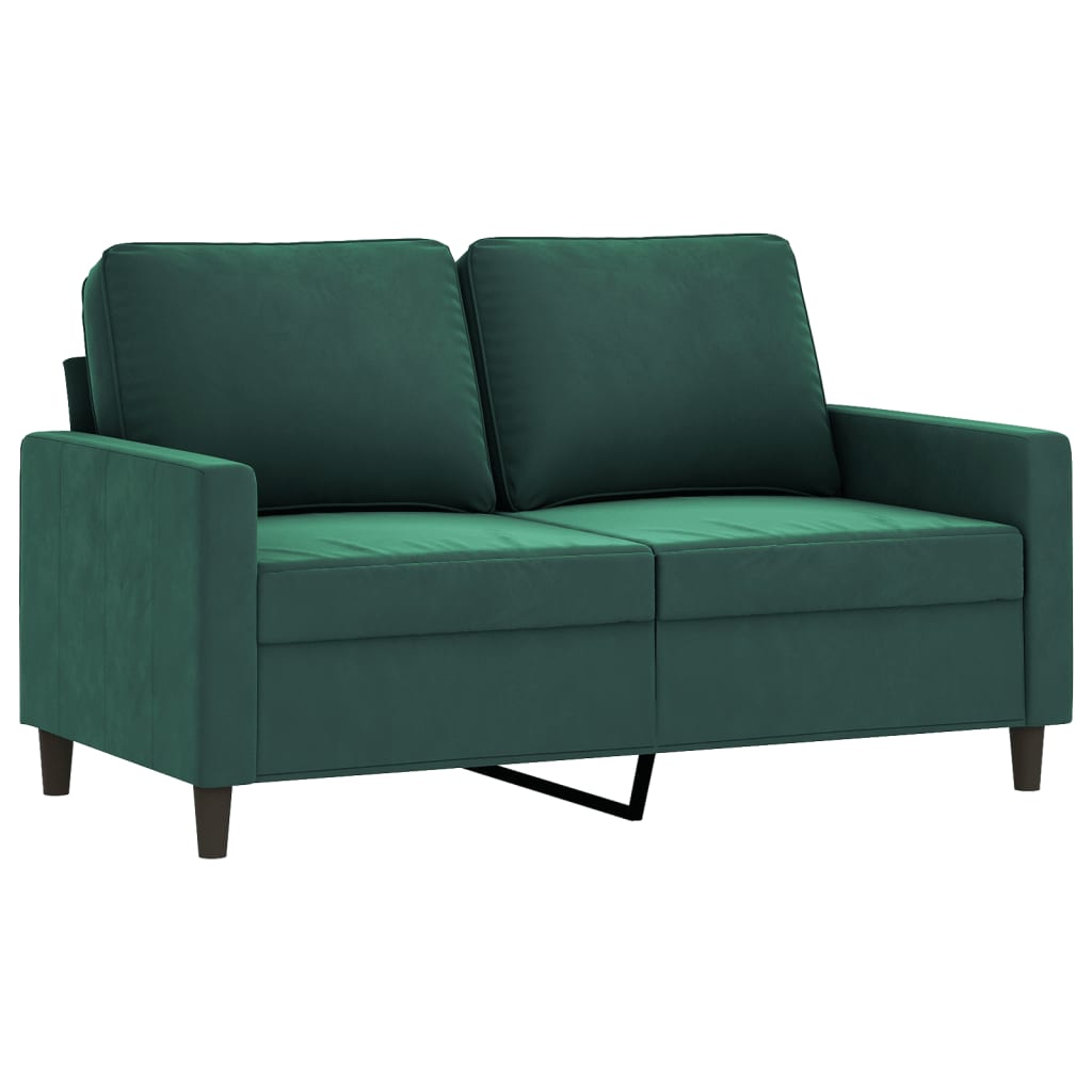 4 pcs conjunto de sofás com almofadões veludo verde-escuro