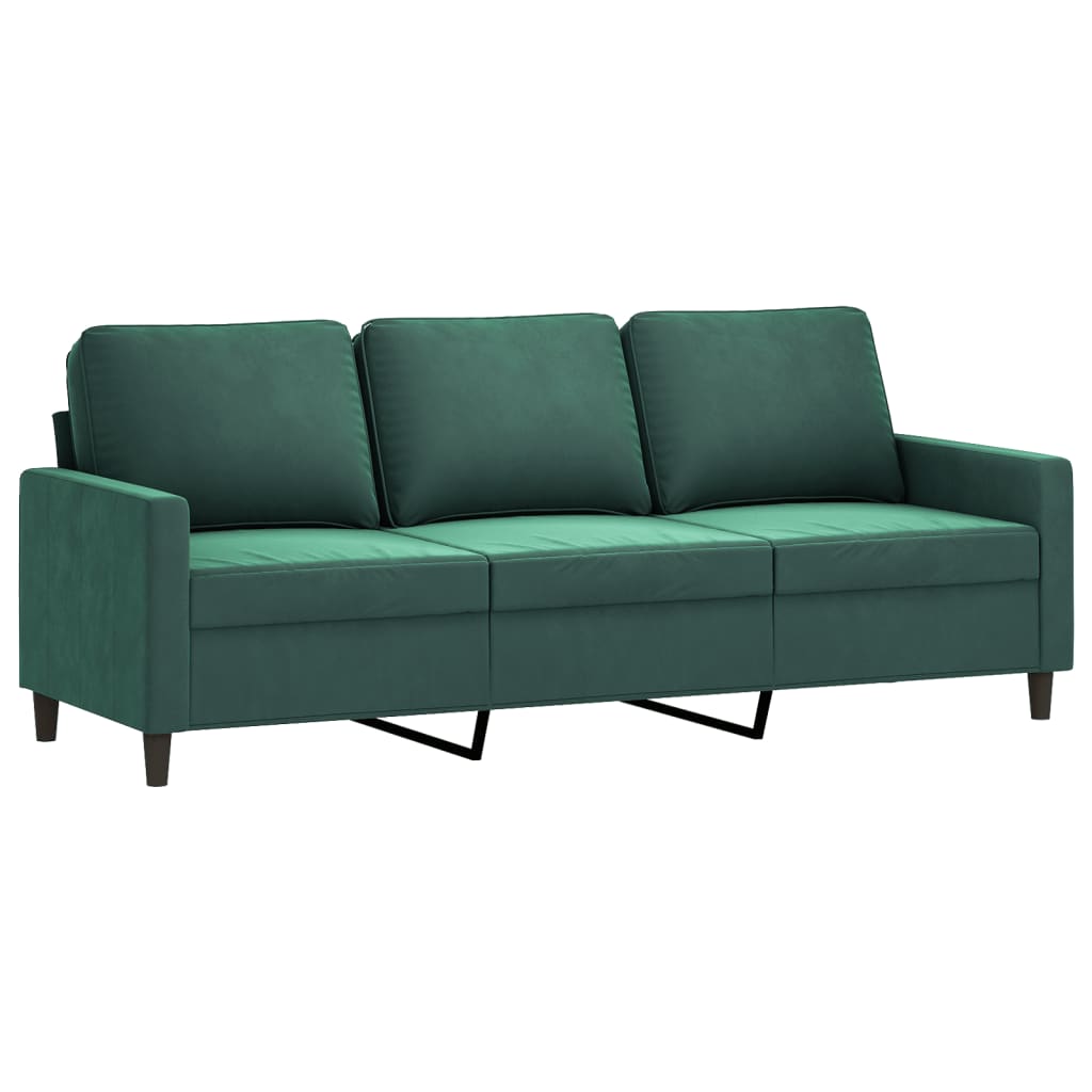 4 pcs conjunto de sofás com almofadões veludo verde-escuro