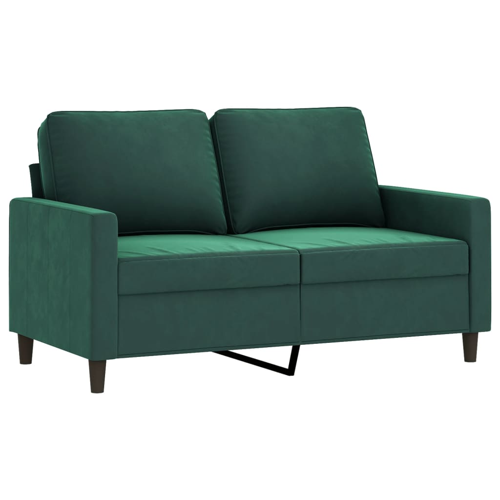 3 pcs conjunto de sofás com almofadões veludo verde-escuro