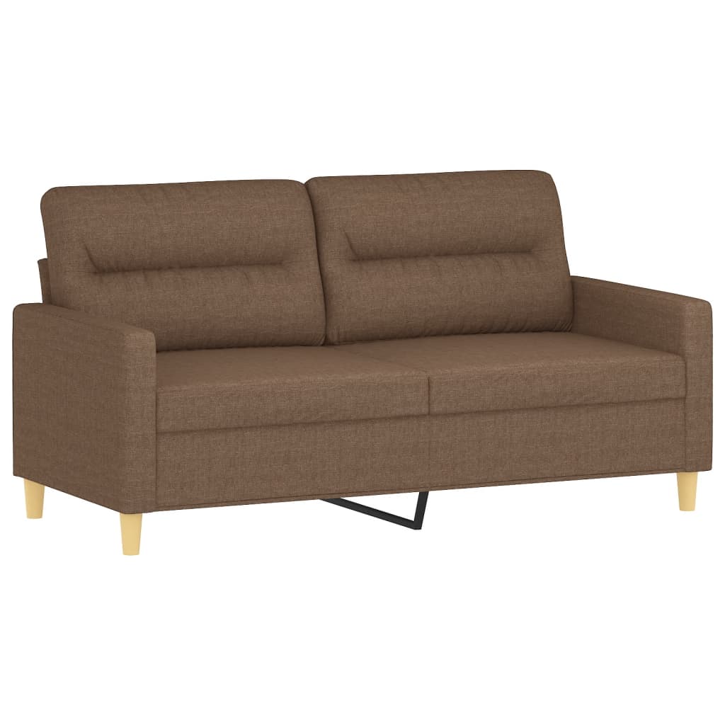2 pcs conjunto de sofás com almofadas tecido castanho