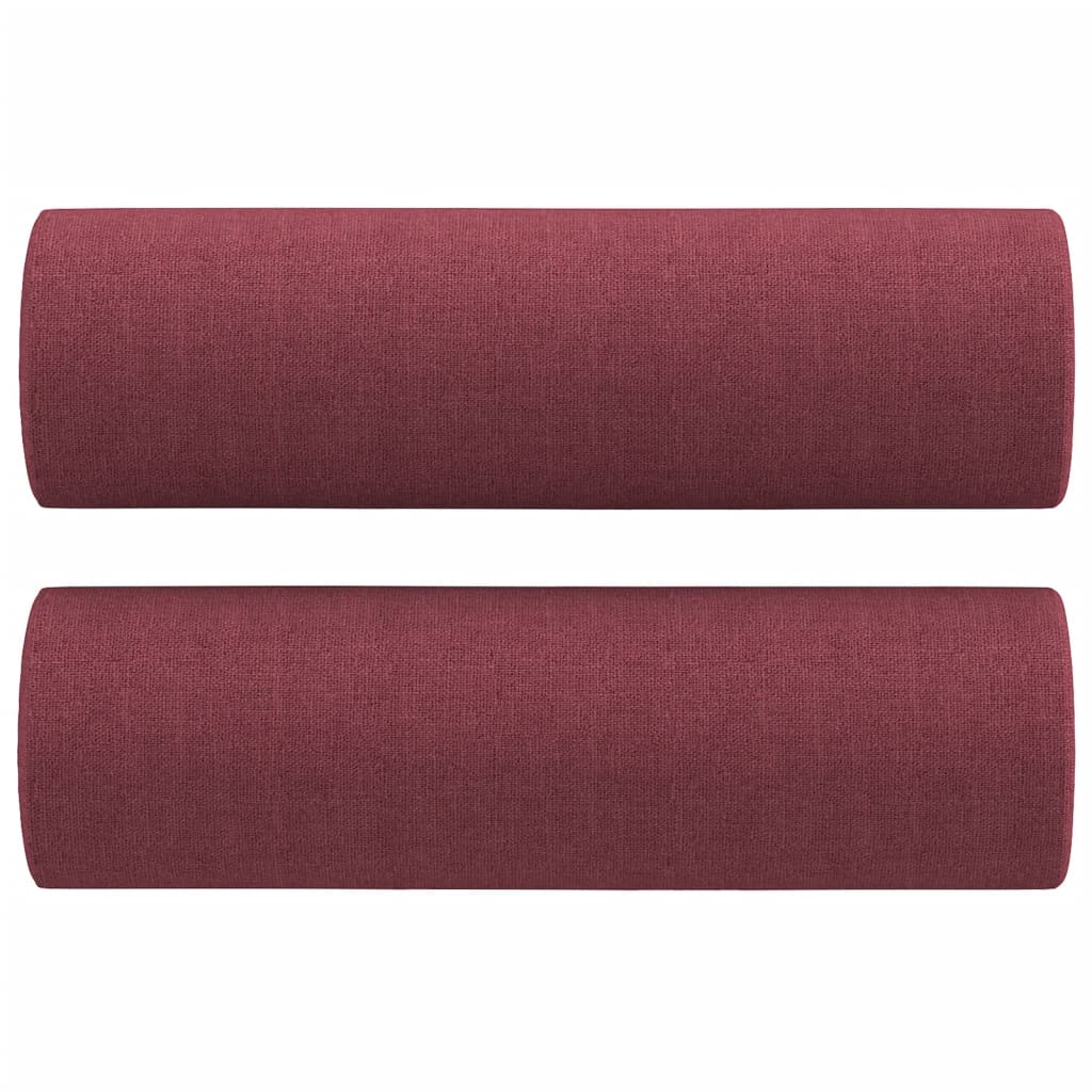 3 pcs conjunto de sofás com almofadas tecido vermelho-tinto