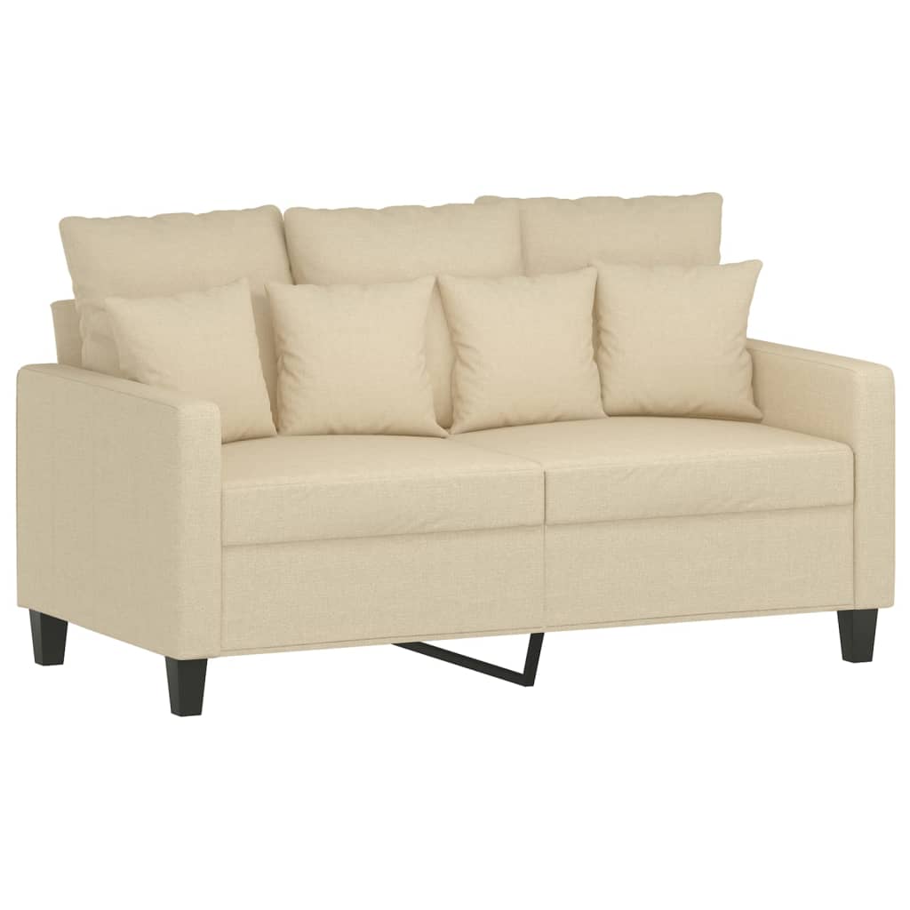 3 pcs conjunto de sofás com almofadas tecido cor creme