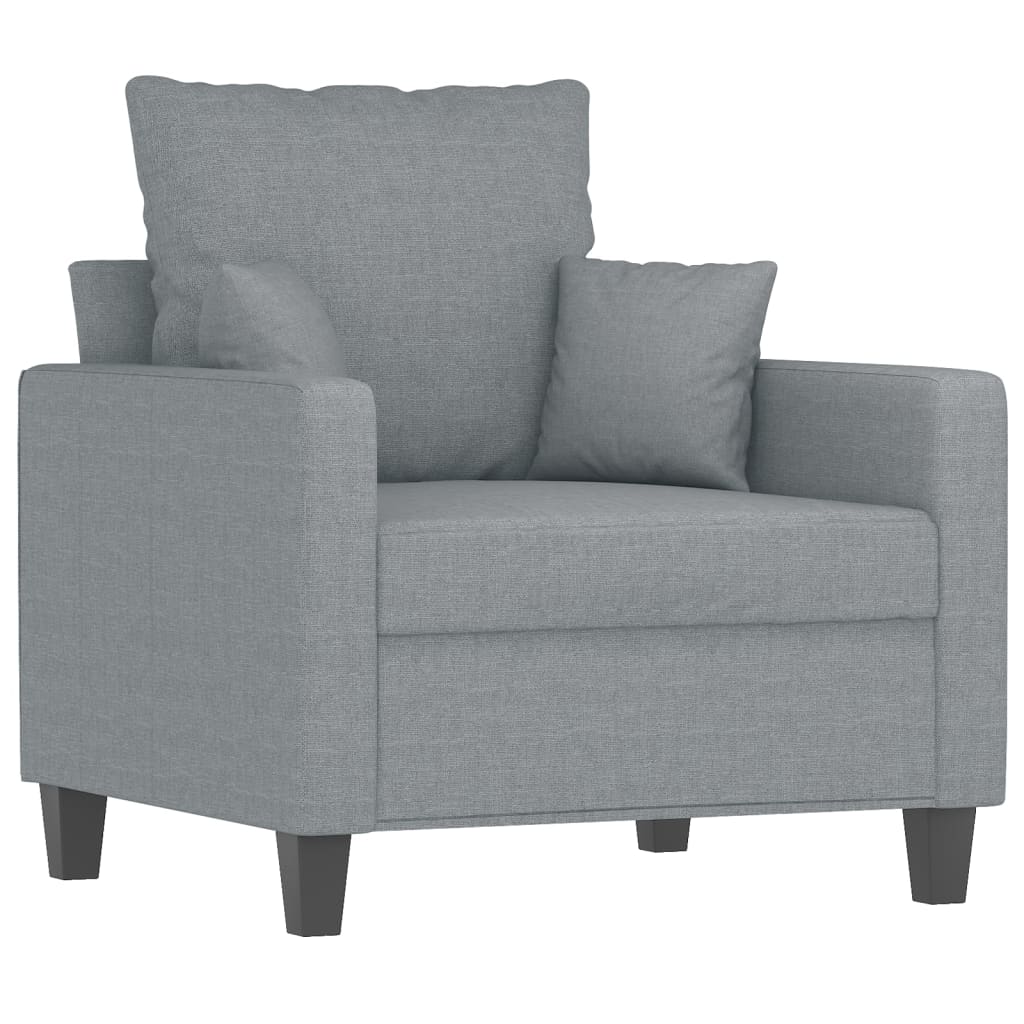 4 pcs conjunto de sofás com almofadas tecido cinzento-claro