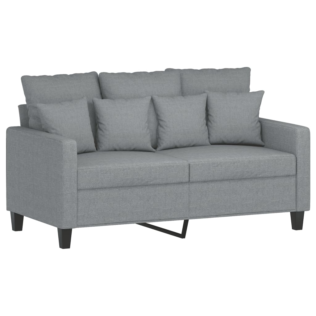 4 pcs conjunto de sofás com almofadas tecido cinzento-claro