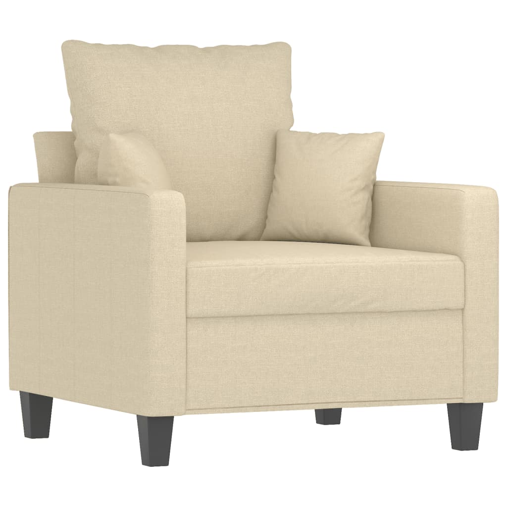 4 pcs conjunto de sofás com almofadas tecido cor creme