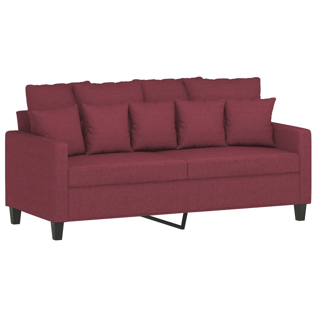 2 pcs conjunto de sofás com almofadões tecido vermelho tinto