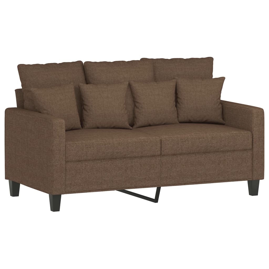 3 pcs conjunto de sofás com almofadões tecido castanho