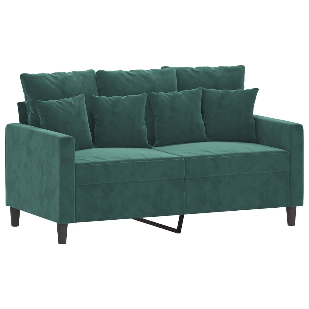 4 pcs conjunto de sofás com almofadões veludo verde-escuro