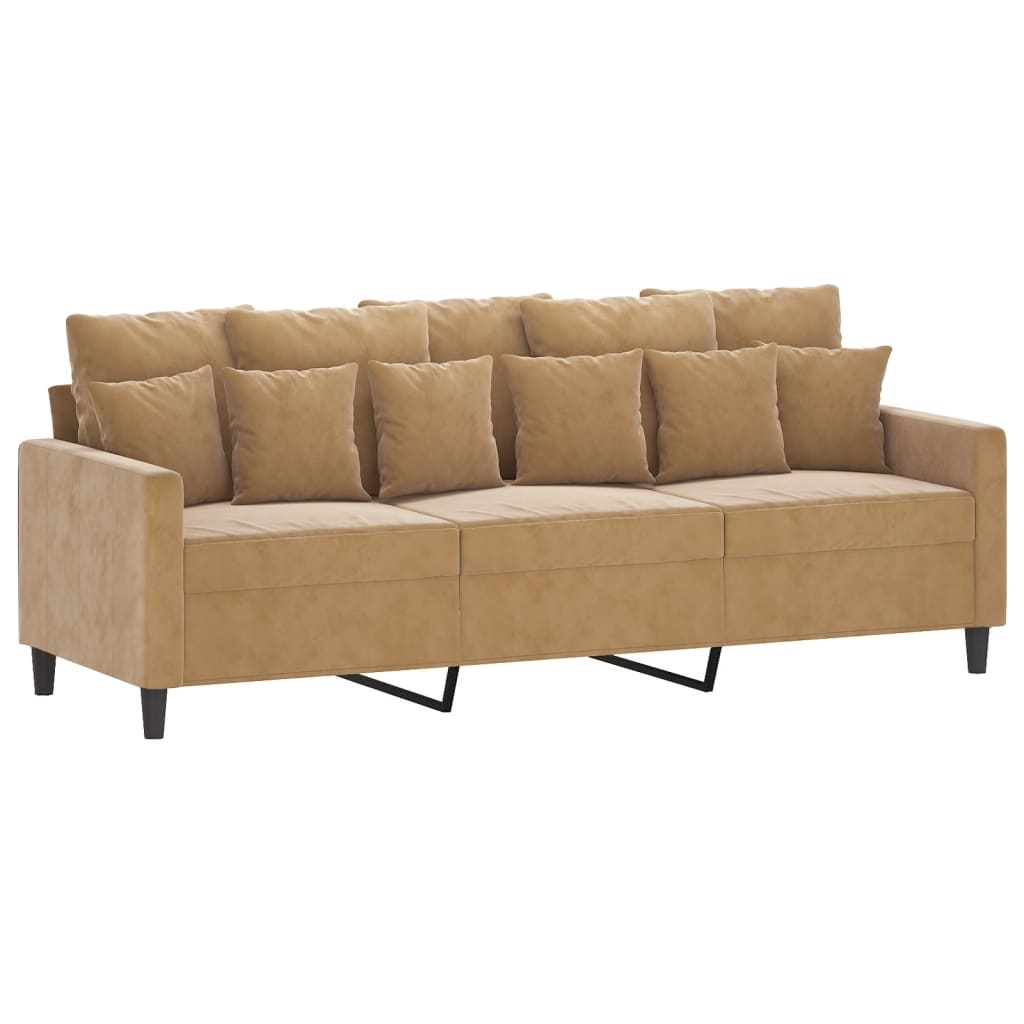 4 pcs conjunto de sofás com almofadões veludo castanho