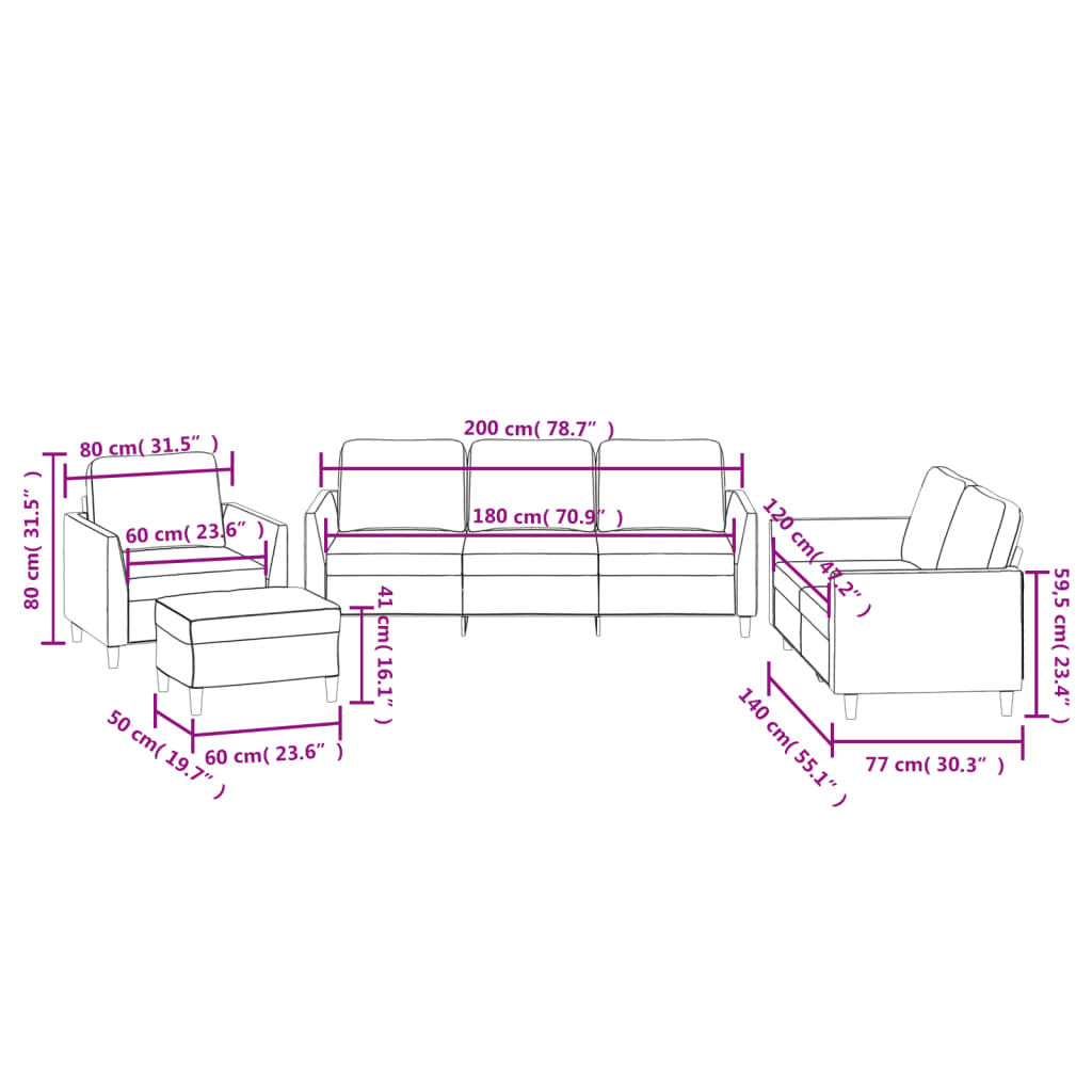 4 pcs conjunto sofás c/ almofadões couro artif. cor cappuccino