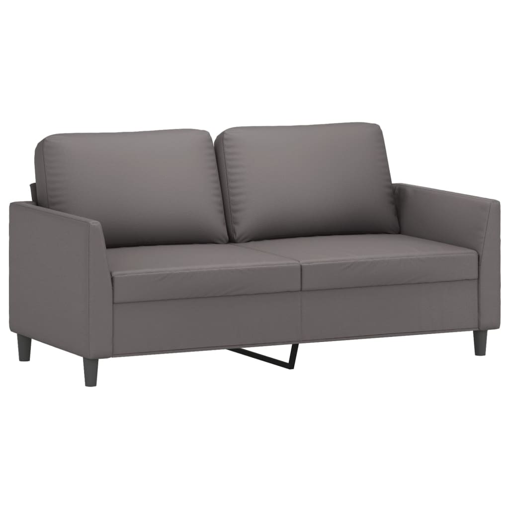 3 pcs conjunto de sofás c/ almofadões couro artificial cinzento