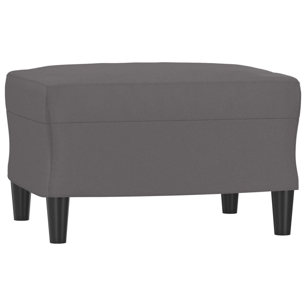 3 pcs conjunto de sofás c/ almofadões couro artificial cinzento