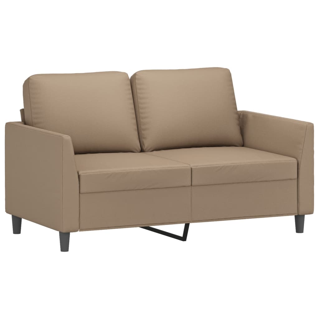 3 pcs conjunto sofás c/ almofadões couro artificial cappuccino