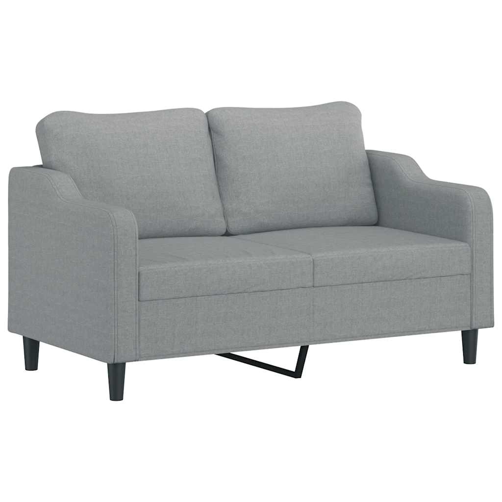 3 pcs conjunto de sofás com almofadas tecido cinzento-claro