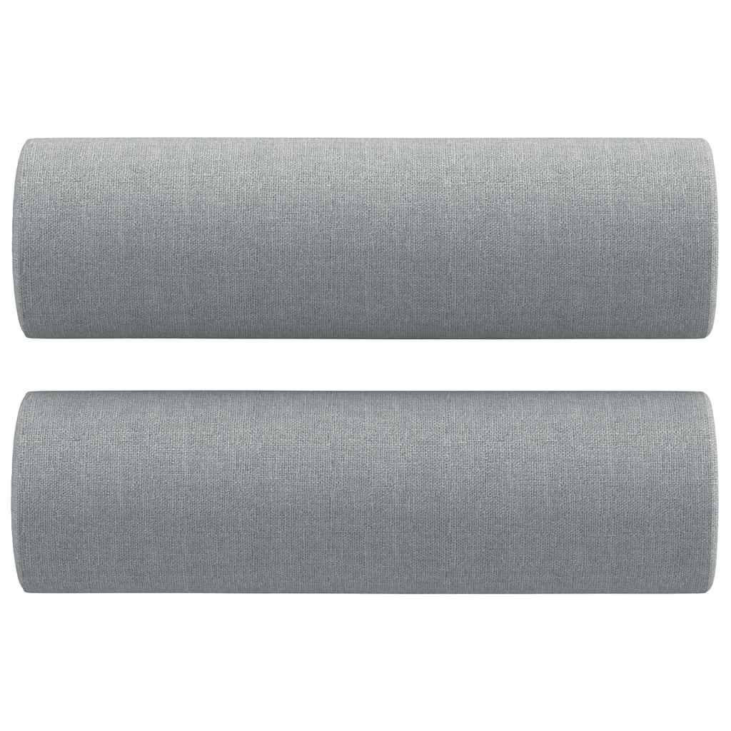 3 pcs conjunto de sofás com almofadas tecido cinzento-claro
