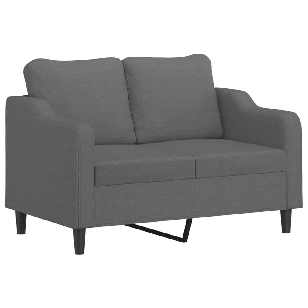 3 pcs conjunto de sofás com almofadas tecido cinzento-escuro