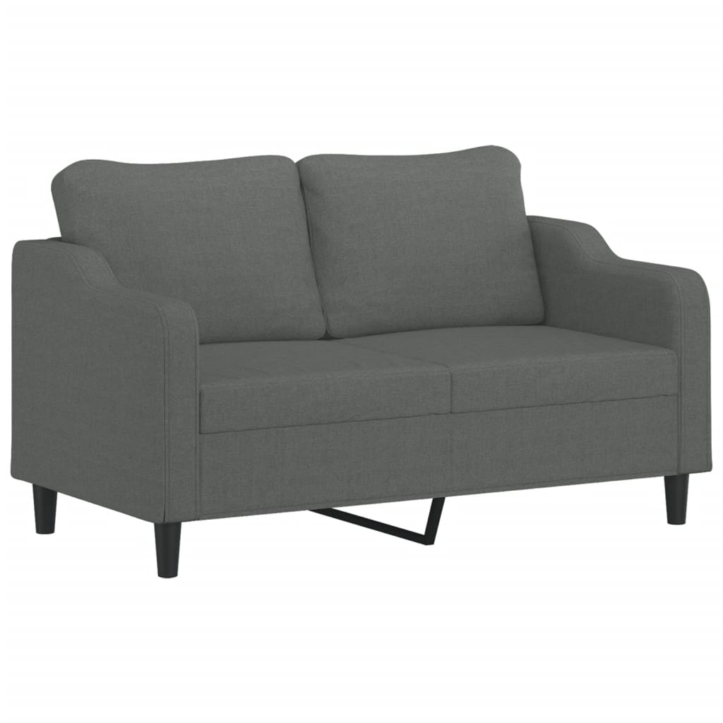 3 pcs conjunto de sofás com almofadas tecido cinzento-escuro