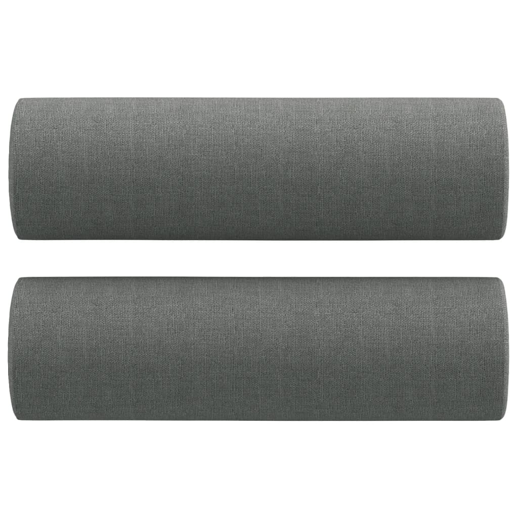 3 pcs conjunto de sofás com almofadas tecido cinzento-escuro