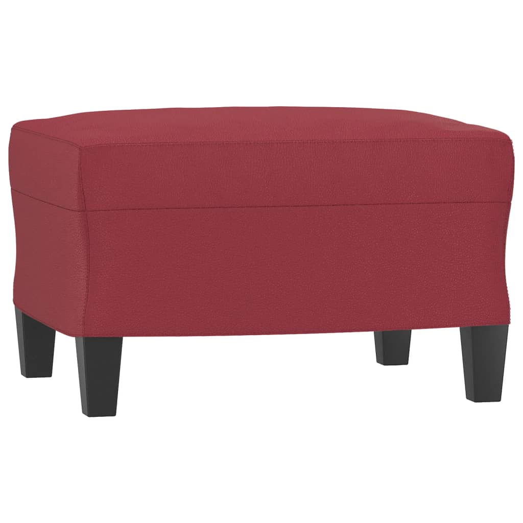 3 pcs conjunto sofás c/ almofadas couro artif. vermelho tinto