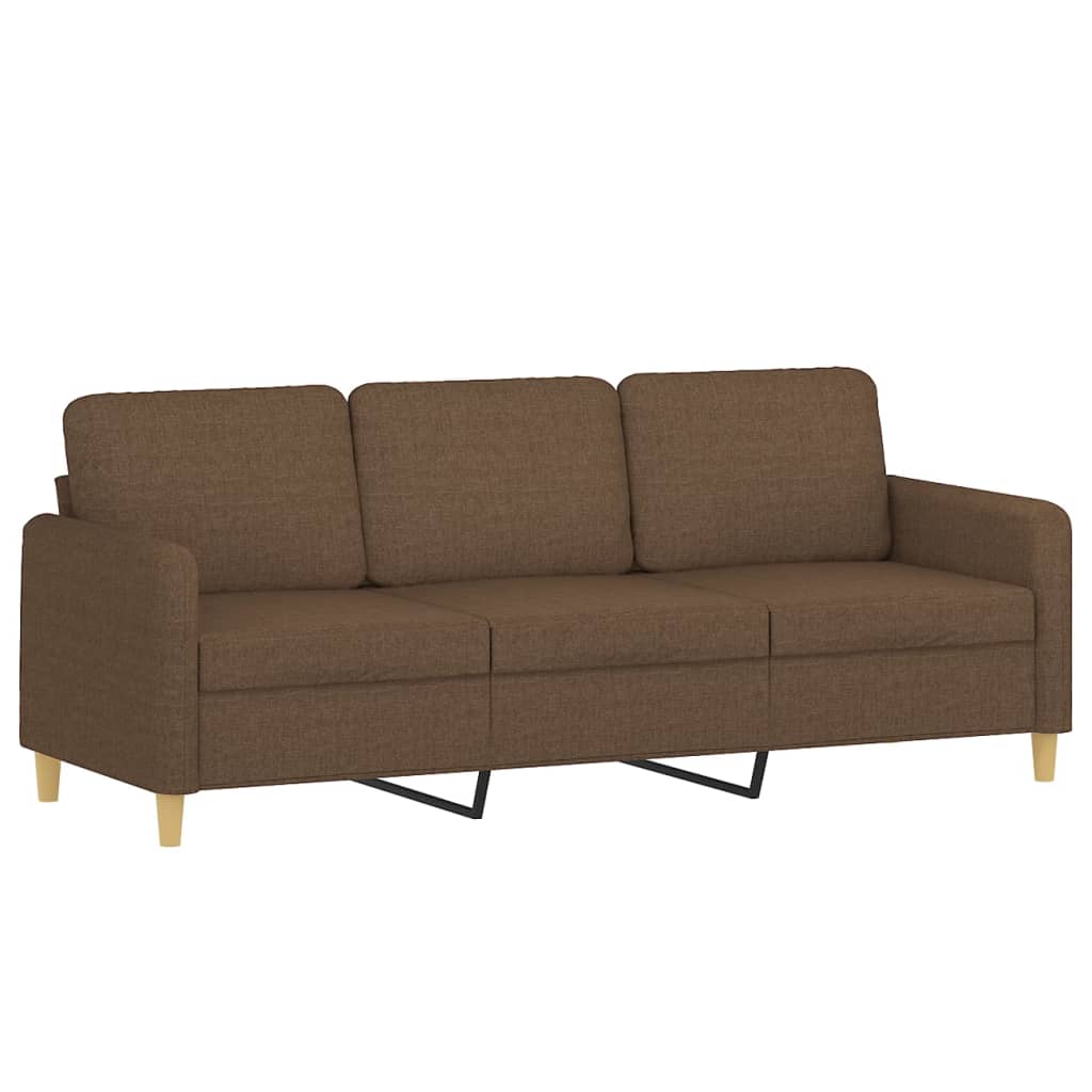 3 pcs conjunto de sofás com almofadões tecido castanho