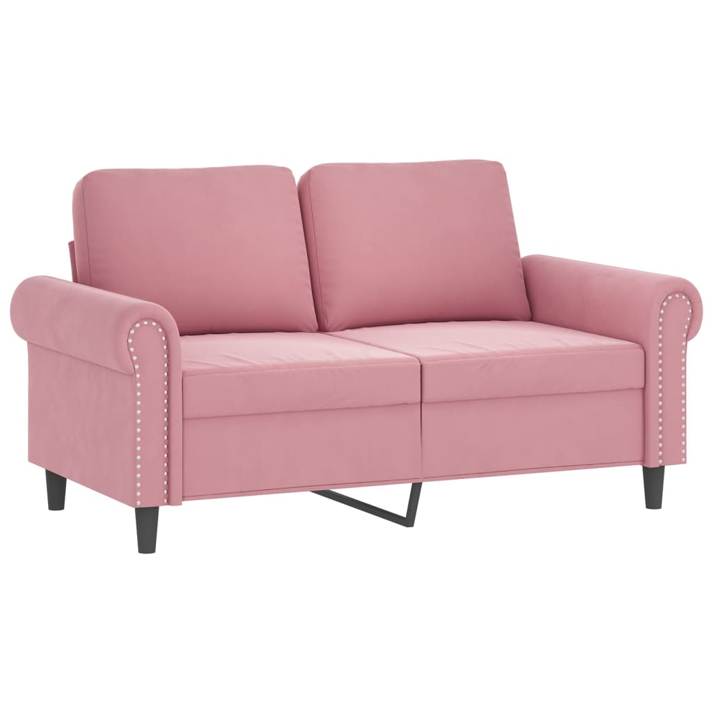 3 pcs conjunto de sofás com almofadões veludo rosa