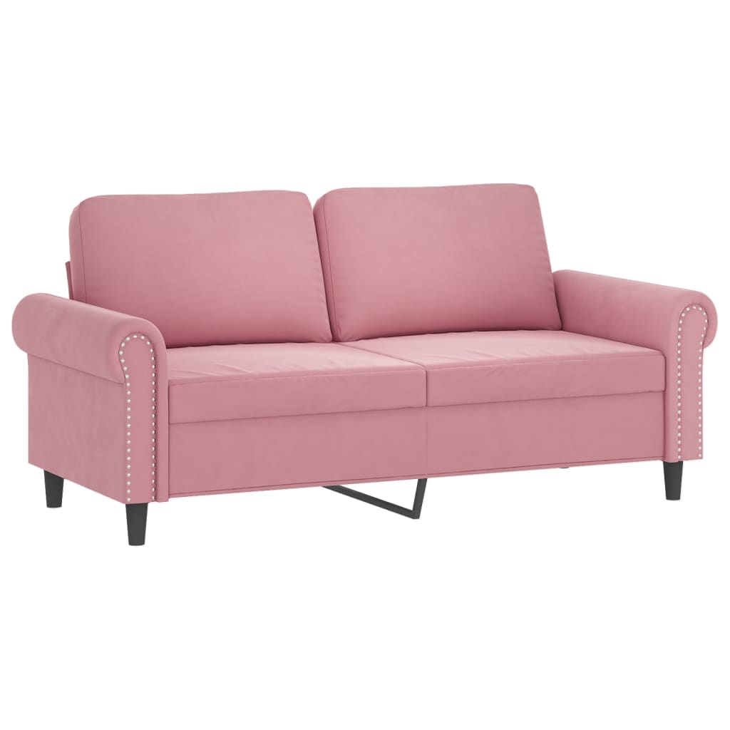 3 pcs conjunto de sofás com almofadões veludo rosa