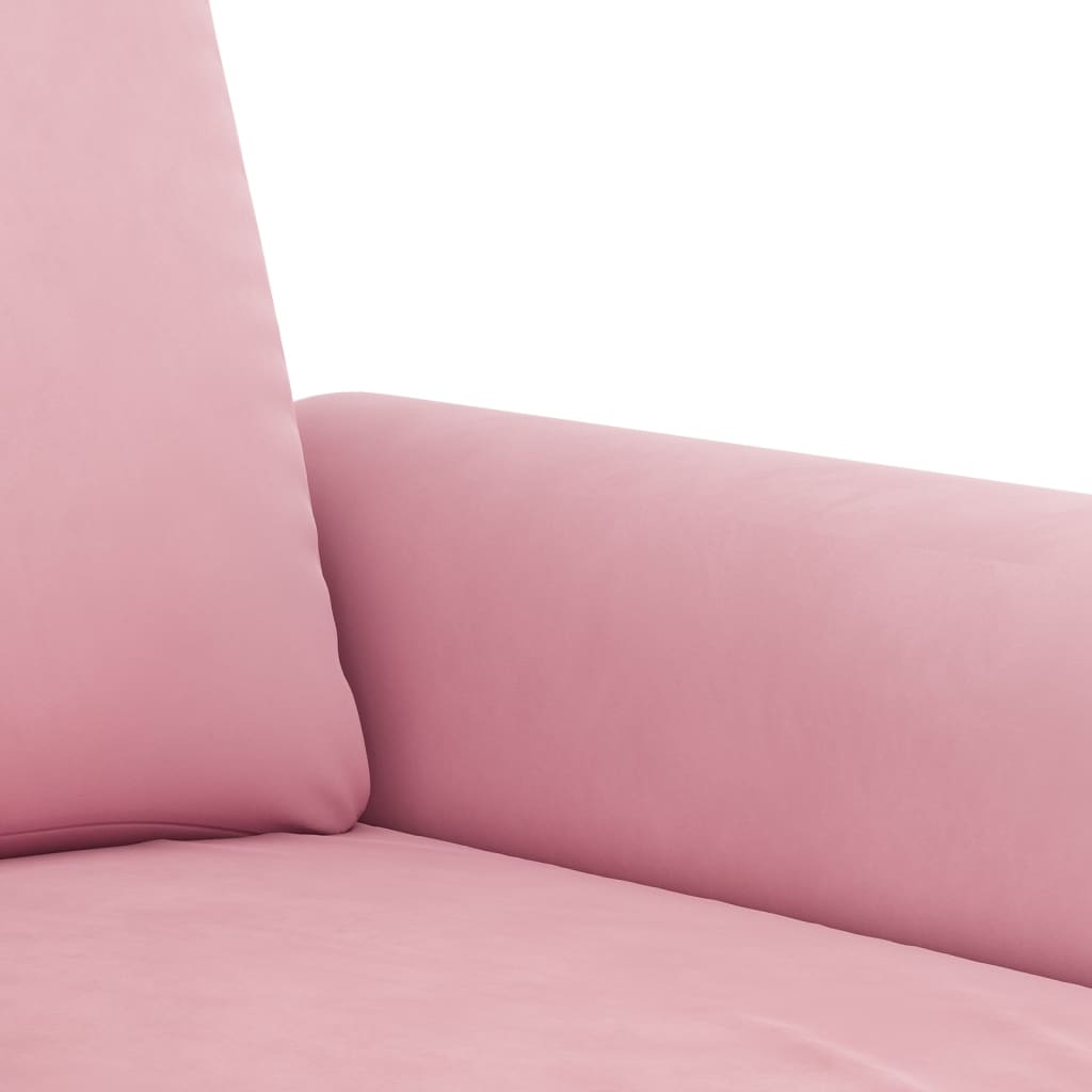 3 pcs conjunto de sofás com almofadões veludo rosa