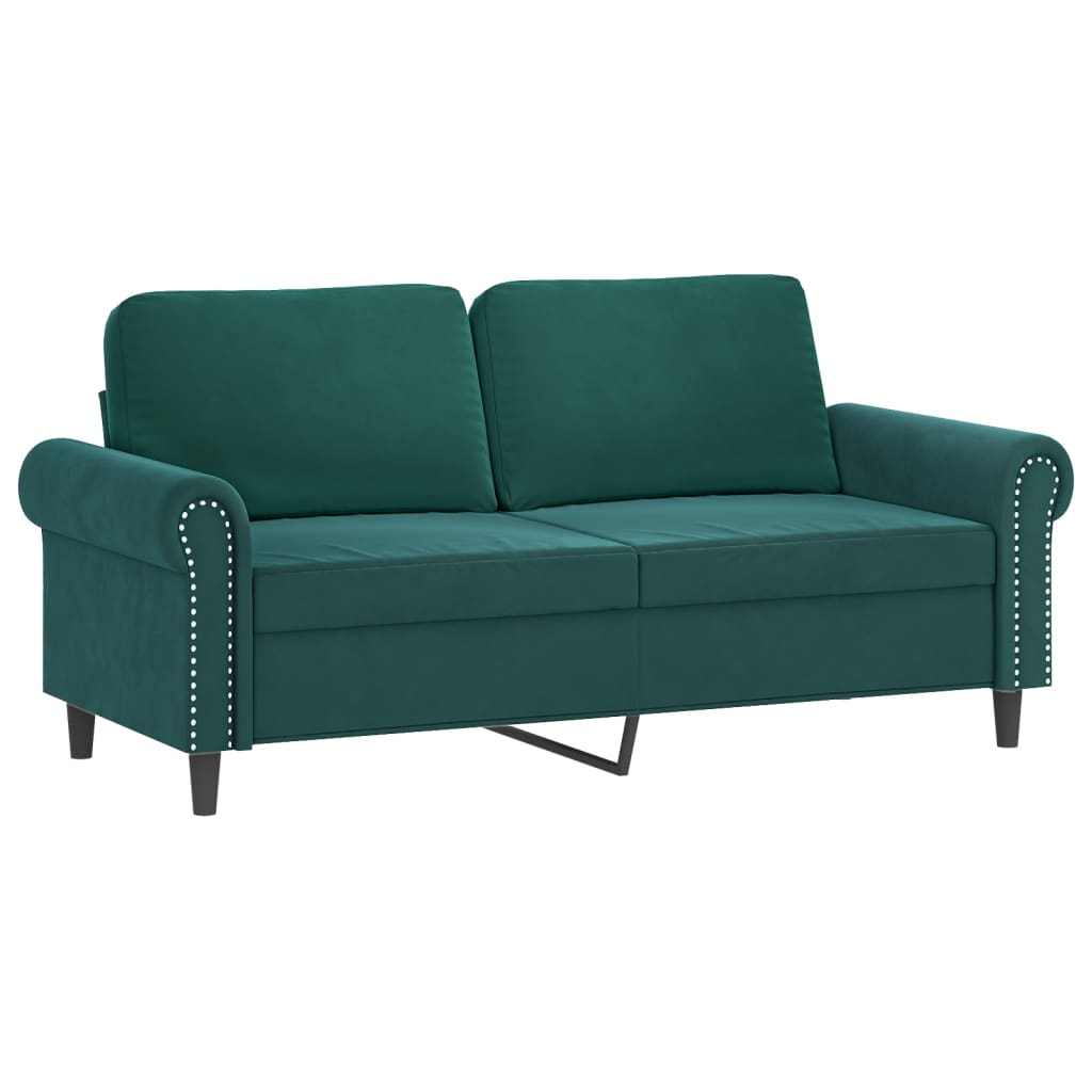 2 pcs conjunto de sofás com almofadas veludo verde-escuro