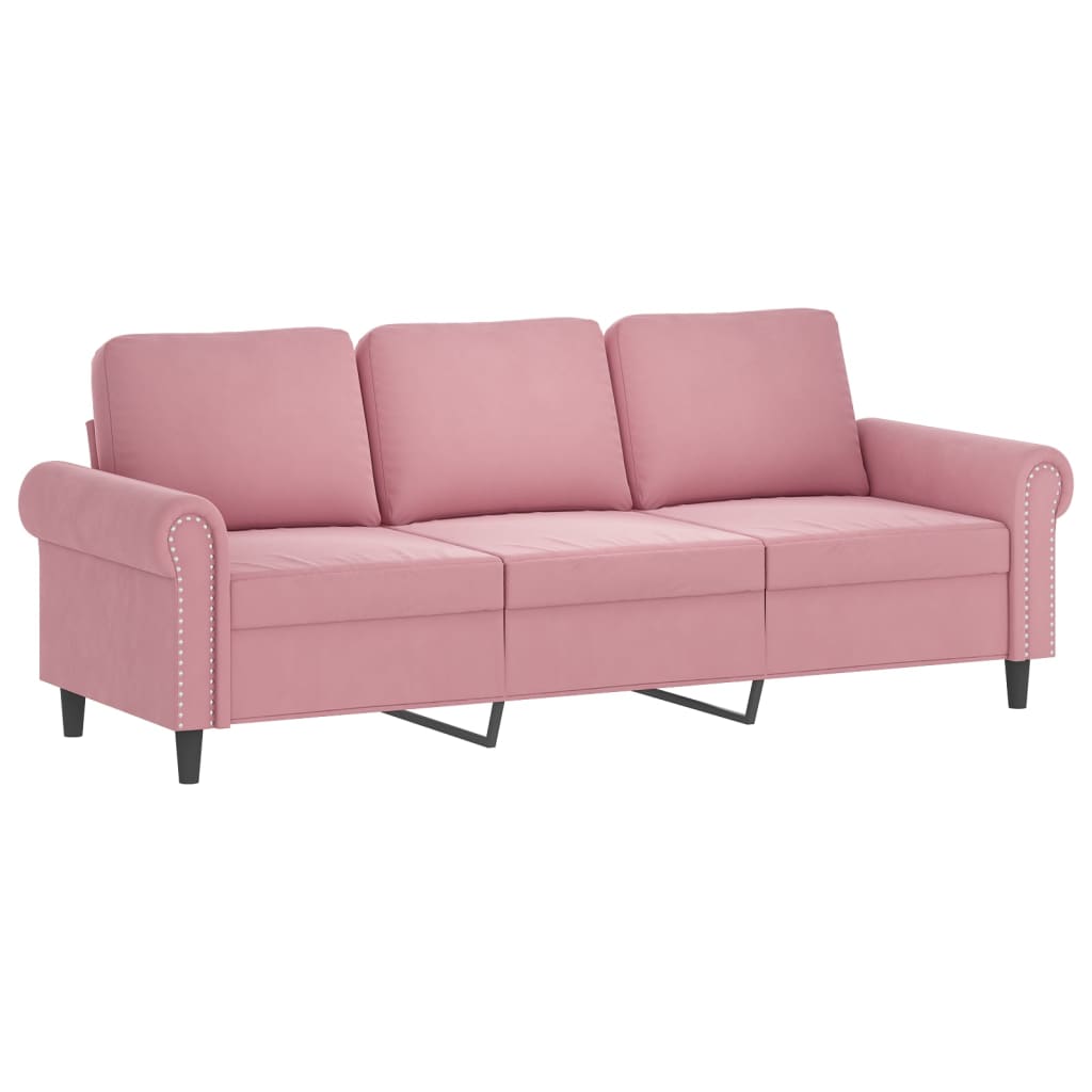 2 pcs conjunto de sofás com almofadões veludo rosa