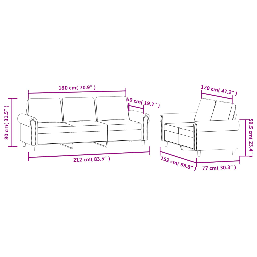 2 pcs conjunto de sofás com almofadões veludo rosa