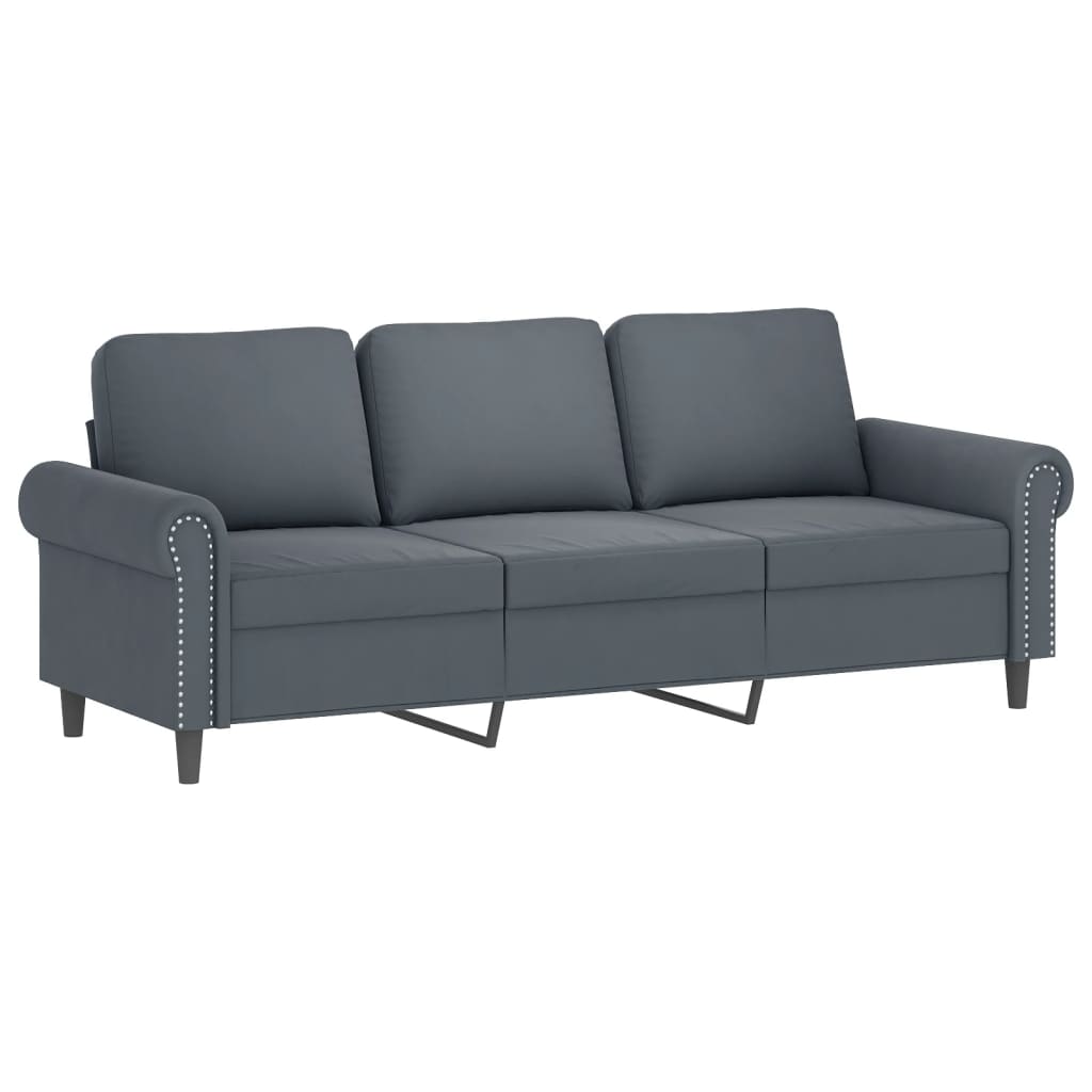 2 pcs conjunto de sofás com almofadas veludo cinzento-escuro