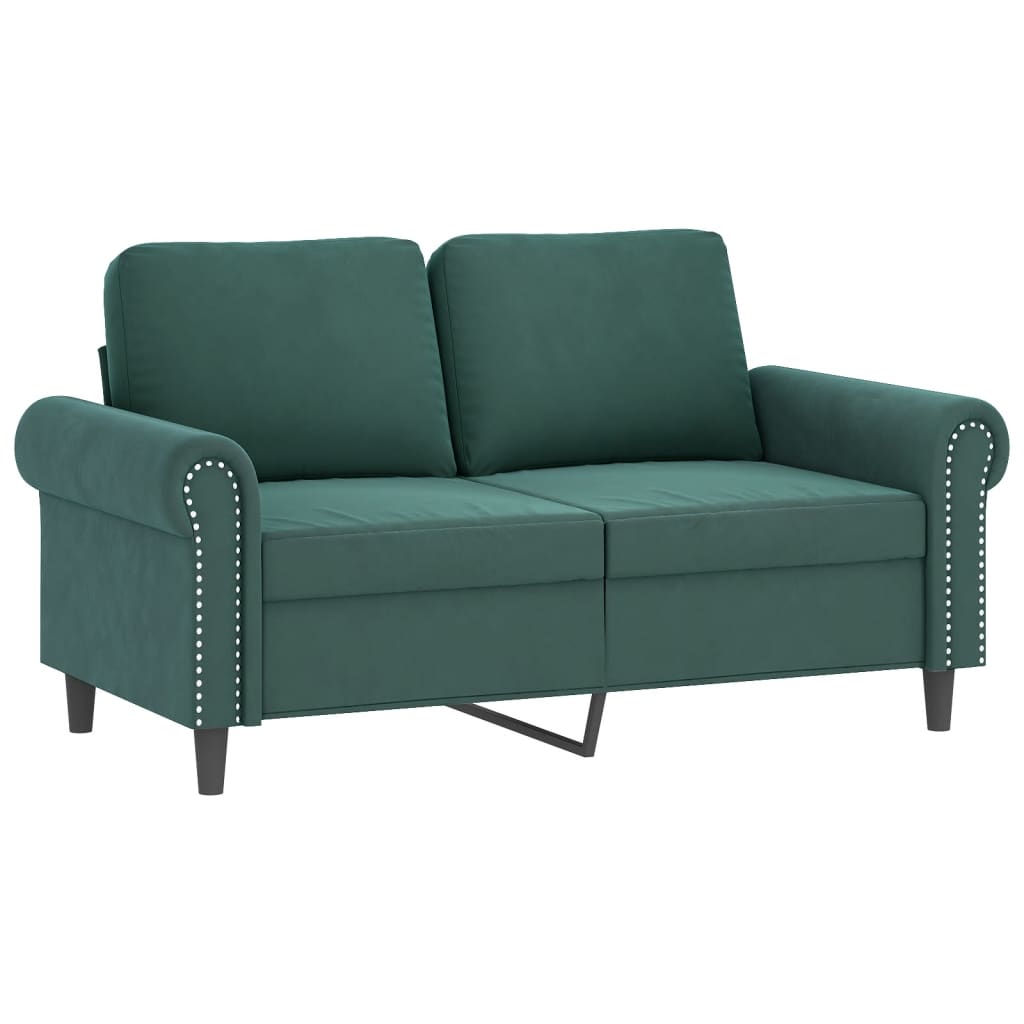 3 pcs conjunto de sofás com almofadas veludo verde-escuro
