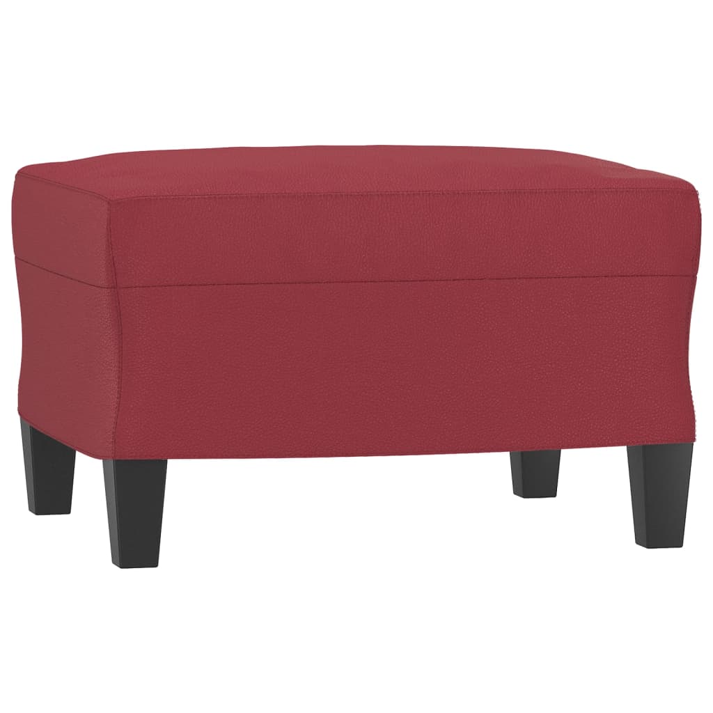 3 pcs conjunto sofás c/ almofadas couro artif. vermelho tinto