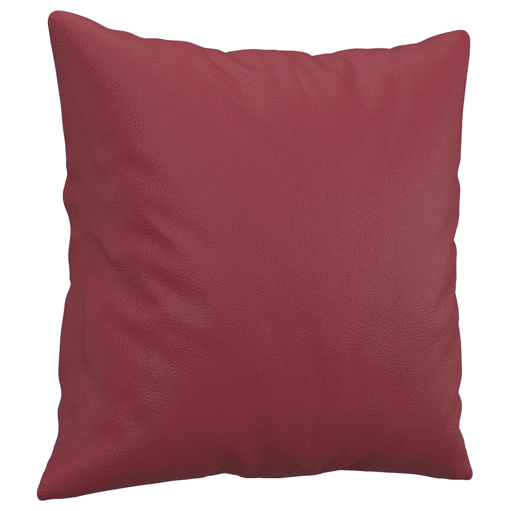 3 pcs conjunto sofás c/ almofadas couro artif. vermelho tinto