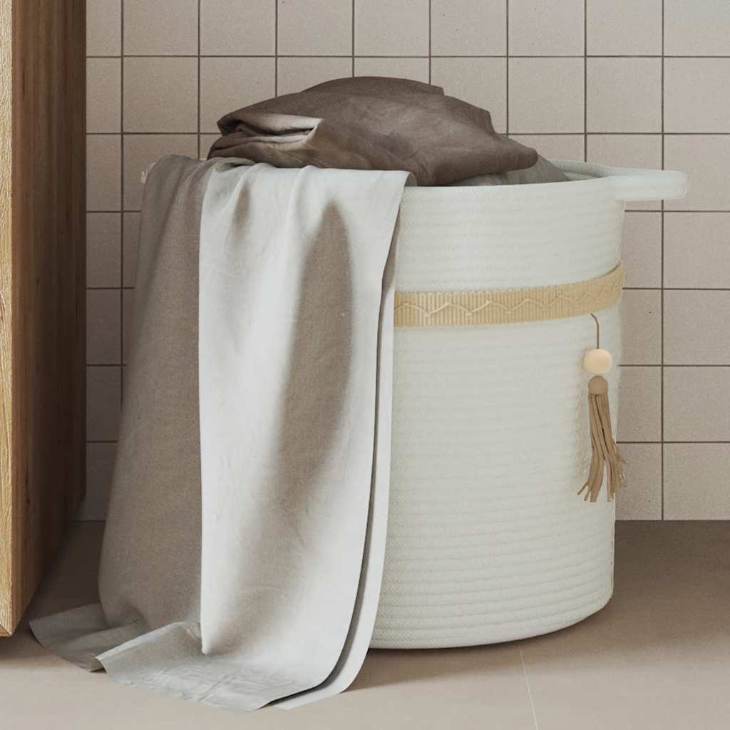 Cesto de arrumação Ø38x36 cm algodão branco
