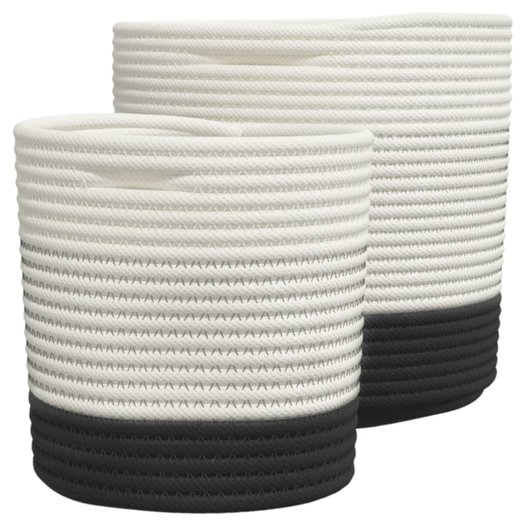 Cestos de arrumação 2 pcs algodão branco e preto