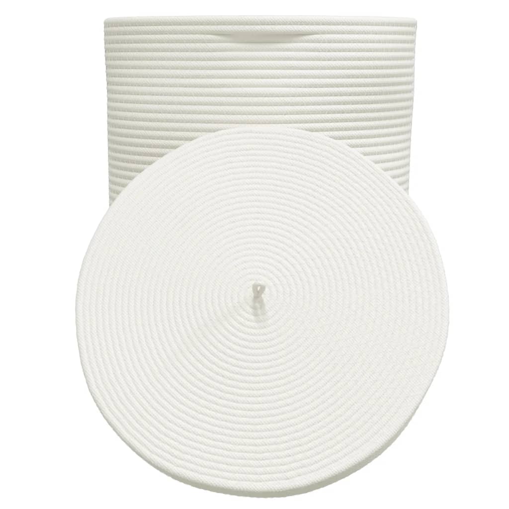 Cesto de arrumação com tampa Ø37x50cm algodão castanho e branco