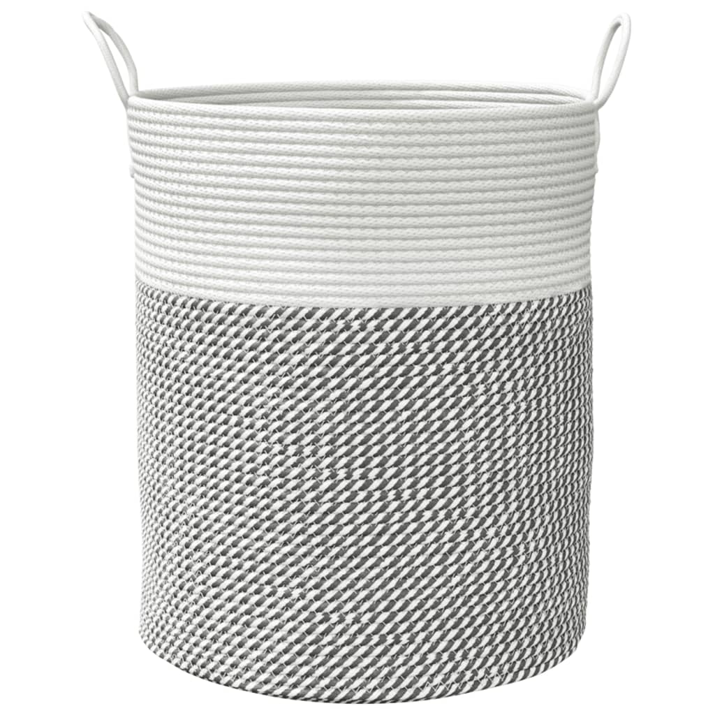 Cesto de arrumação Ø38x46 cm algodão cinzento e branco