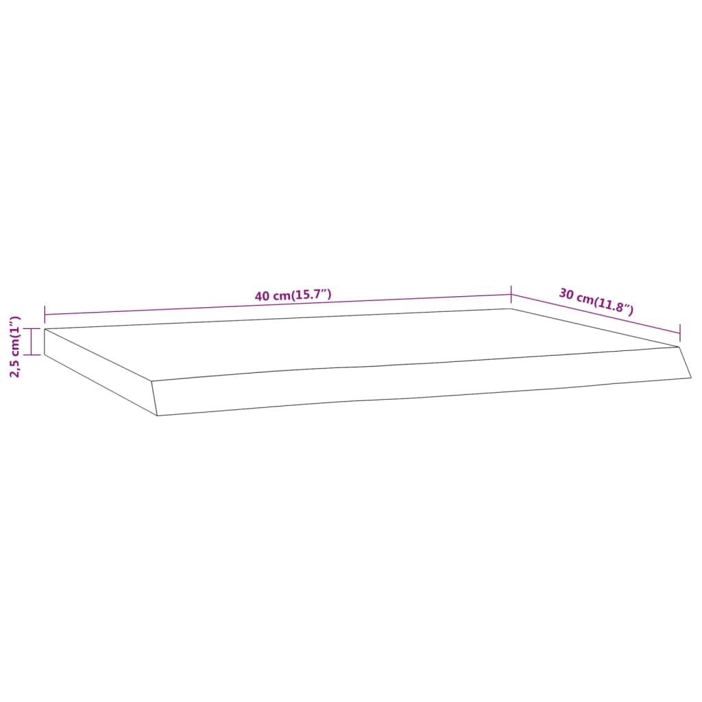 Prateleira de parede retangular 40x30x2,5 cm acácia maciça