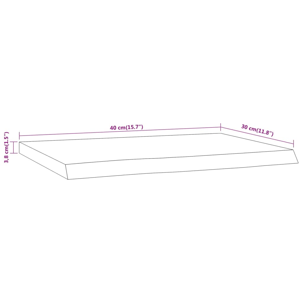 Prateleira de parede retangular 40x30x3,8 cm acácia maciça